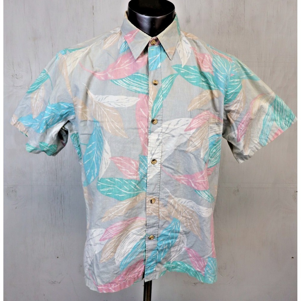 Mens Cooke Street Honolulu Hawaiian Shirt Button Front Size L Floral Vintage